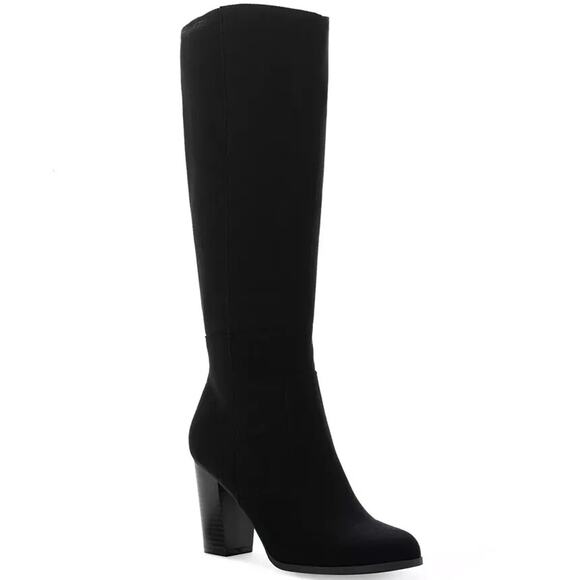 Style & Co Women's Addyy Knee High Dress Boots, Black Micro Size 7M - Picture 1 of 5